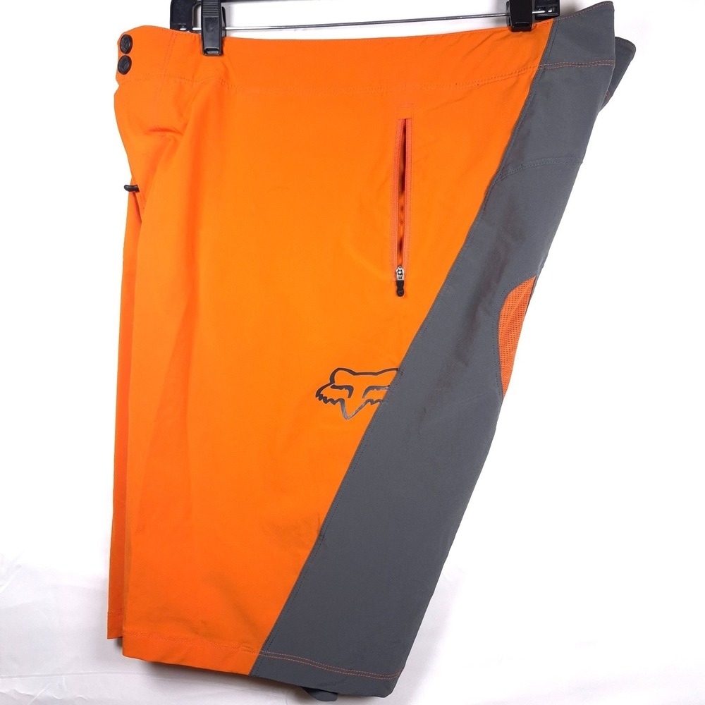 Fox Racing Attack Q4 MTB Shorts Mens 40 Orange Gray 4 Way Stretch Trail Riding